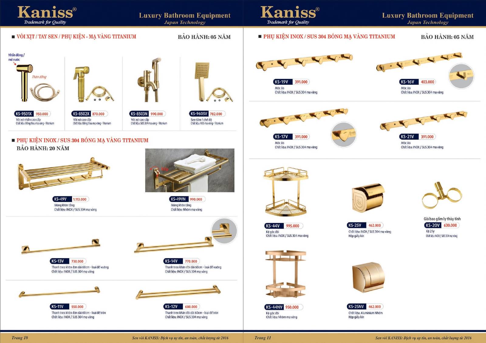 Catalogue và Bảng giá Thiết bị vệ sinh KANISS mới nhất /Page 6